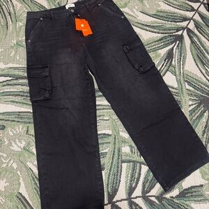 YoungLA Spring Cargo Jeans NEW Men’s Size Large Pocket Pants Black